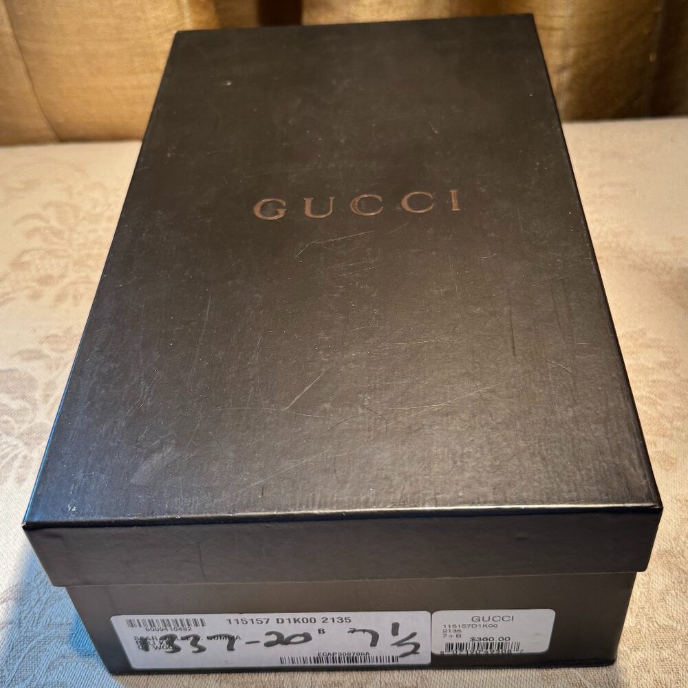 Gucci 115157 Brown Leather Pumps Pointed Toe Size 7.5 Shoes - Picture 15 of 16